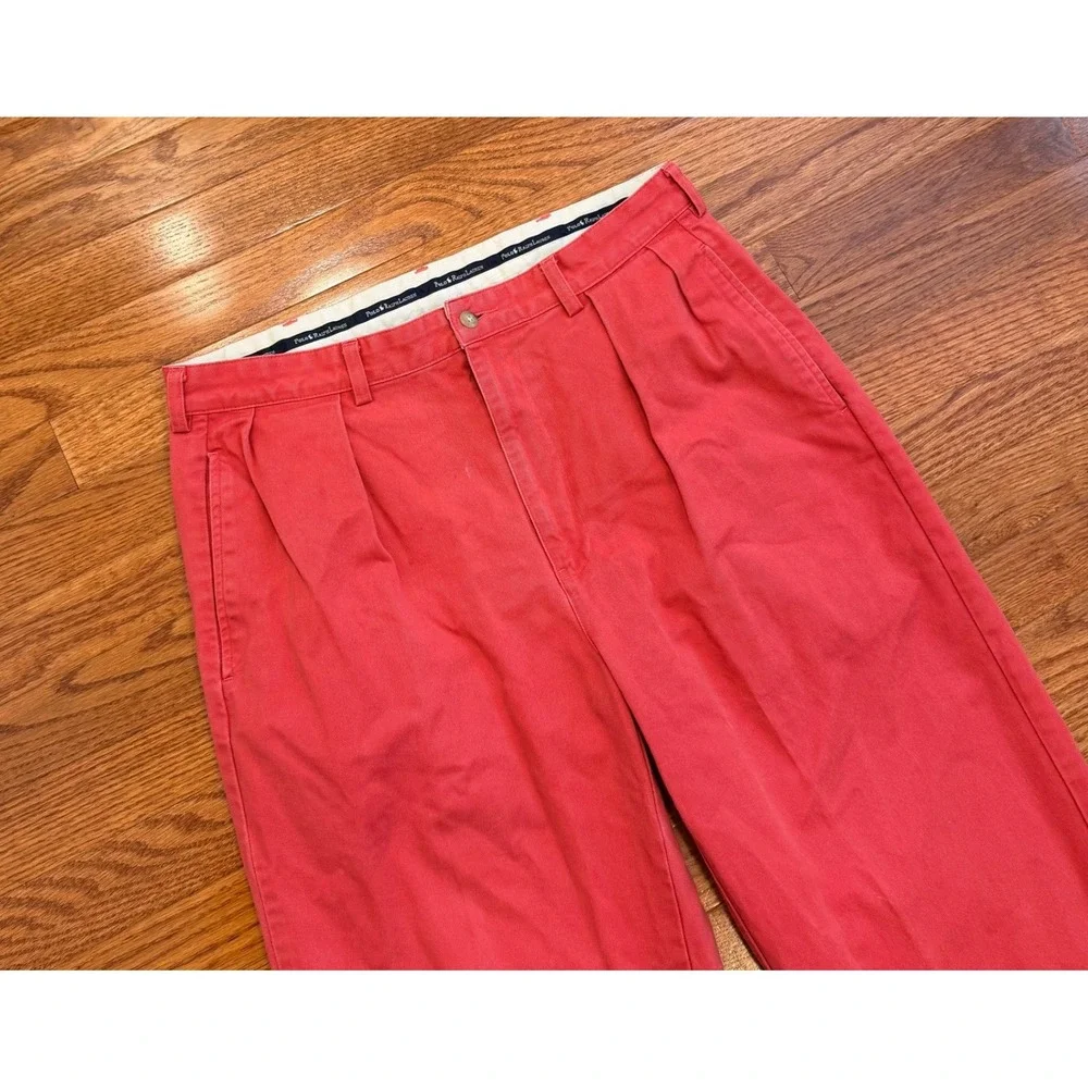 Vintage Polo Ralph Lauren Andrew Pants Fits Mens 34x29 Salmon Pink Pleated Chino